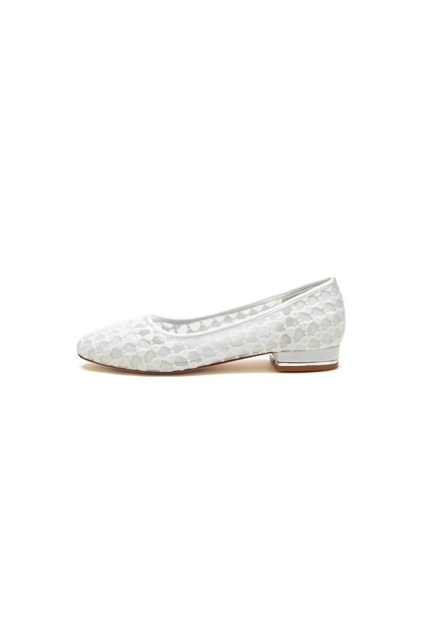 Lace Pointed Toe Wedding Flats - KissProm