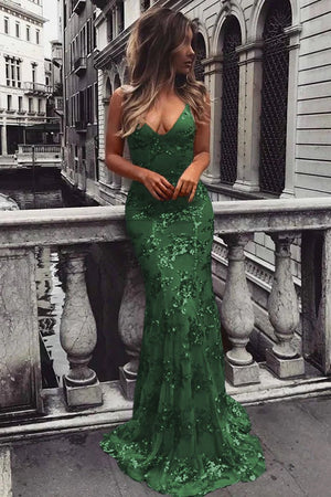Lace-Up Mermaid Long Gold Prom Dress with Sequins – Prom Dress by KissProm | Available at KissProm
