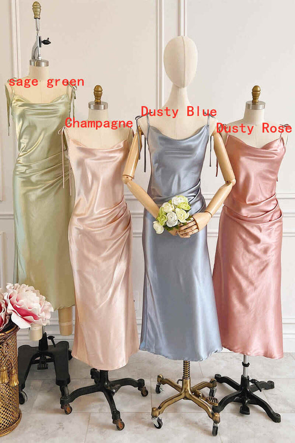 Lamont | Sheath Champagne Long Bridesmaid Dress With Tie Shoulder - KissProm