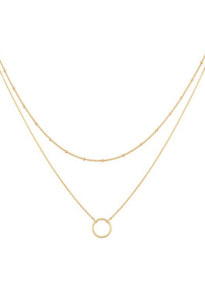 Layered Gold Circle Pendant Necklace