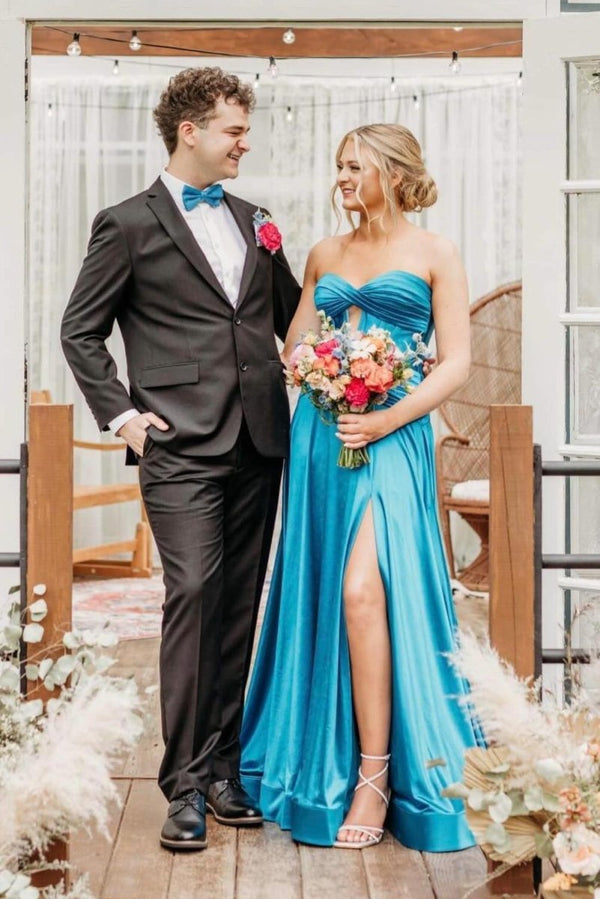 A Line Sweetheart Royal Blue Keyhole Long Prom Dress – Prom Dresses by KissProm | Available at KissProm
