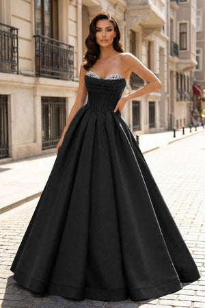 A-Line Beaded Sweetheart Royal Blue Satin Prom Dress – Prom Dresses by KissProm | Available at KissProm