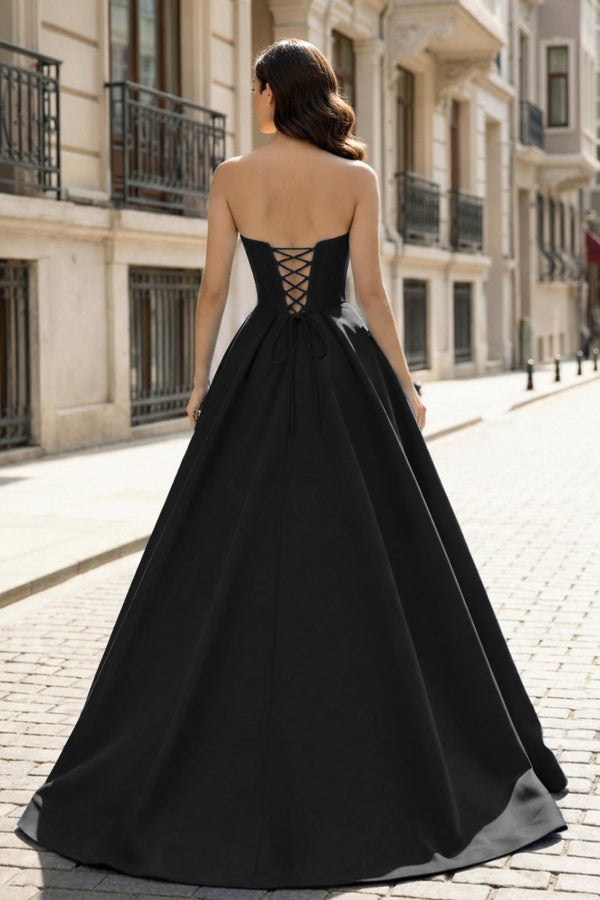 A-Line Beaded Sweetheart Royal Blue Satin Prom Dress – Prom Dresses by KissProm | Available at KissProm