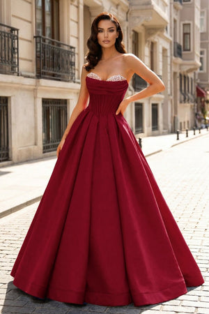 A-Line Beaded Sweetheart Royal Blue Satin Prom Dress – Prom Dresses by KissProm | Available at KissProm