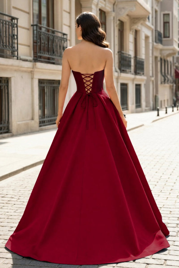 A-Line Beaded Sweetheart Royal Blue Satin Prom Dress – Prom Dresses by KissProm | Available at KissProm