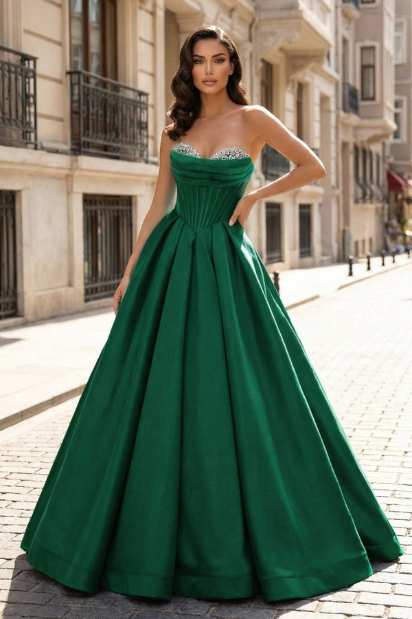 A-Line Beaded Sweetheart Royal Blue Satin Prom Dress – Prom Dresses by KissProm | Available at KissProm
