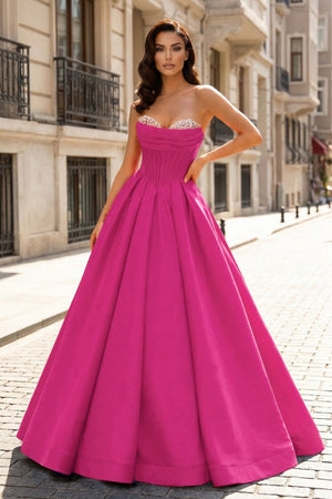 A-Line Beaded Sweetheart Royal Blue Satin Prom Dress – Prom Dresses by KissProm | Available at KissProm