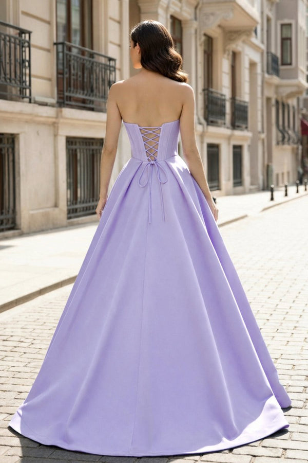 A-Line Beaded Sweetheart Royal Blue Satin Prom Dress – Prom Dresses by KissProm | Available at KissProm