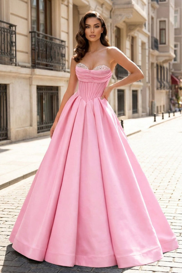 A-Line Beaded Sweetheart Royal Blue Satin Prom Dress – Prom Dresses by KissProm | Available at KissProm