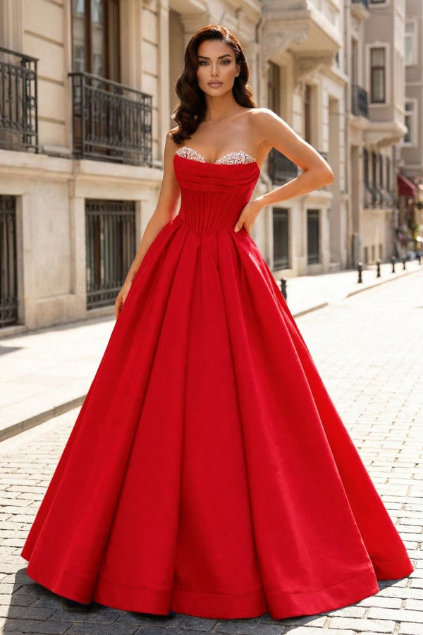 A-Line Beaded Sweetheart Royal Blue Satin Prom Dress – Prom Dresses by KissProm | Available at KissProm