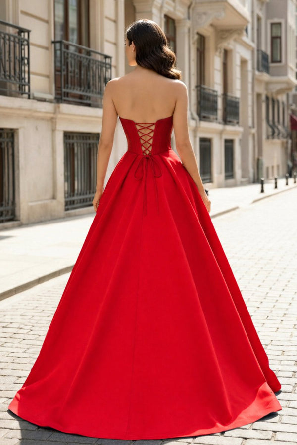 A-Line Beaded Sweetheart Royal Blue Satin Prom Dress – Prom Dresses by KissProm | Available at KissProm