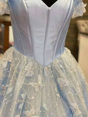 Anaya |A Line Off the Shoulder Satin Lace Prom Dress