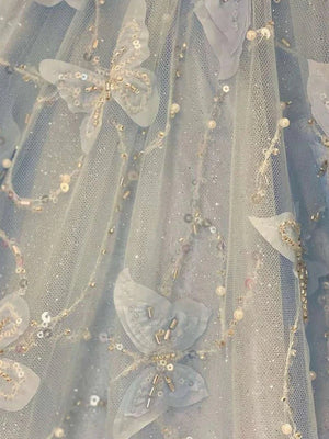 Anaya |A Line Off the Shoulder Satin Lace Prom Dress