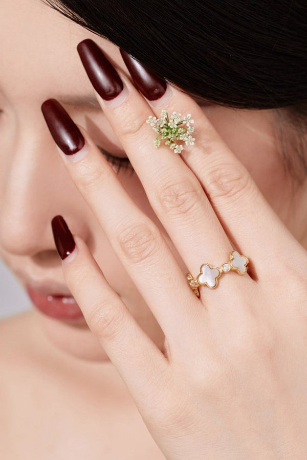 Lucky Four Leaf Clover Silver Ring - KissProm