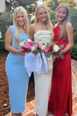 Yellow Strapless Sheath Satin Long Formal Prom Dresses With Bow – Prom Dress by KissProm | Available at KissProm