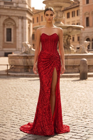 Sweetheart Sequins Mermaid Prom Dress With Beading - KissProm