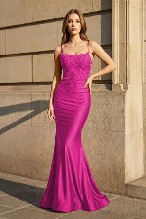 Mermaid Spaghetti Straps Dark Green Long Prom Dress with Appliques - KissProm