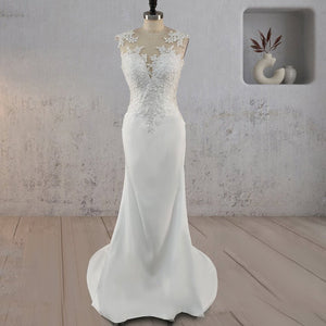 Mermaid Illusion Lace Appliqued Wedding Dress - KissProm