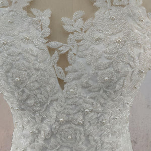Mermaid Illusion Lace Appliqued Wedding Dress - KissProm