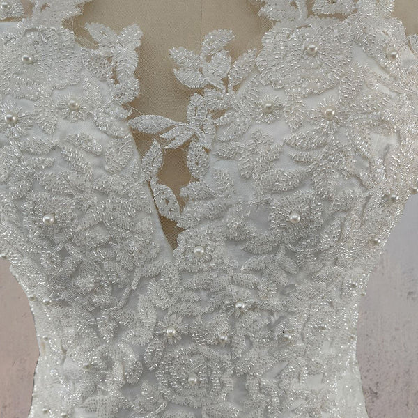 Mermaid Illusion Lace Appliqued Wedding Dress - KissProm
