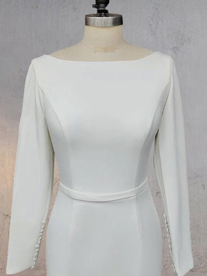 Mermaid Scoop Neck V Back Satin Wedding Dress - KissProm