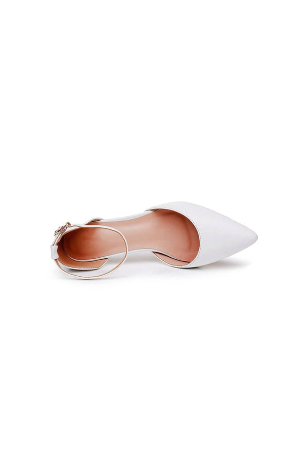 Mid Heel Matte Pointed Toe PU Wedding Shoes - KissProm