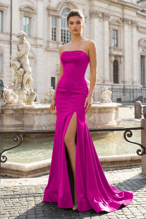 Black Sleeveless Satin Long Prom Dress With Split – Prom Dress by KissProm | Available at KissProm