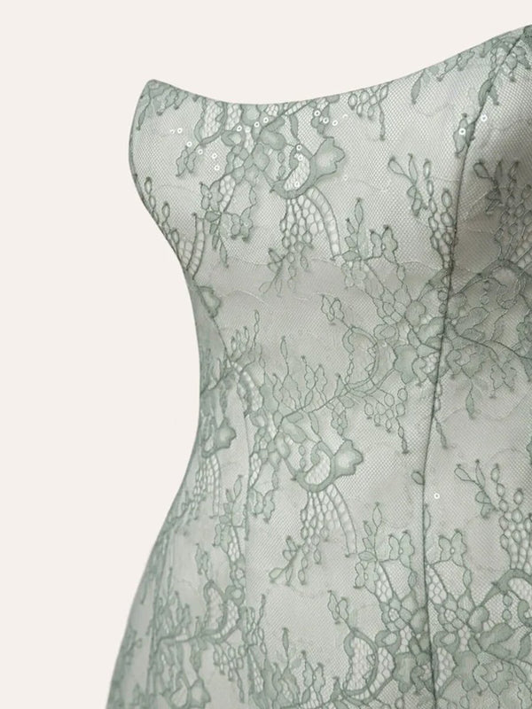 Mireille | Sage - A Line Scoop Neck Short Homecoming Dresses With Lace Appliques