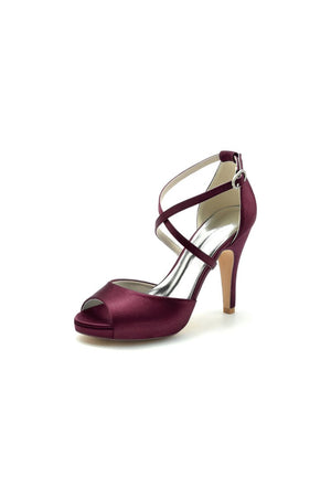 Navy Blue High Heels with Crossed Straps - KissProm