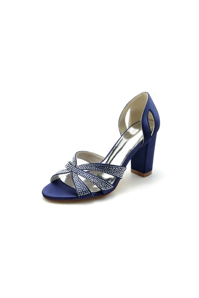 Navy Blue High Heels with Silver Heel - KissProm