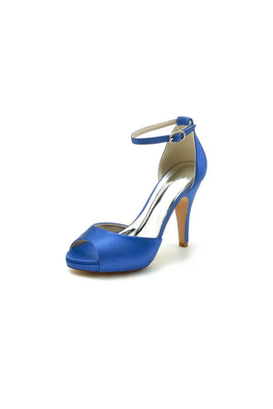 Silver Silk Heels with Metal Accent - KissProm