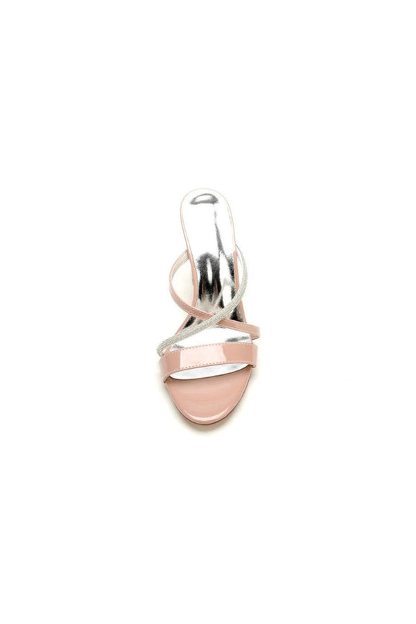 Nude Pink and Silver High - Heeled Sandals - KissProm