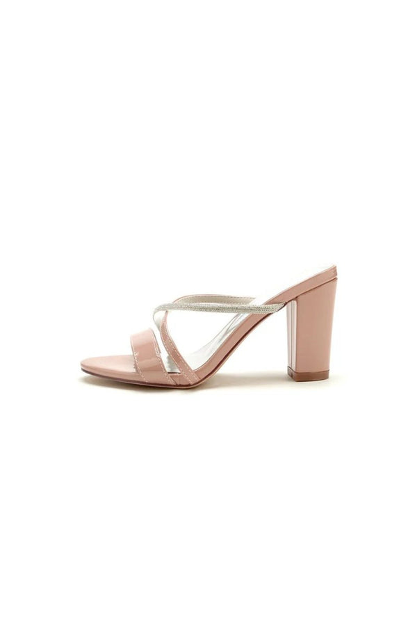 Nude Pink and Silver High - Heeled Sandals - KissProm