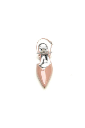 Nude Pink High Heels with Silver Trim - KissProm