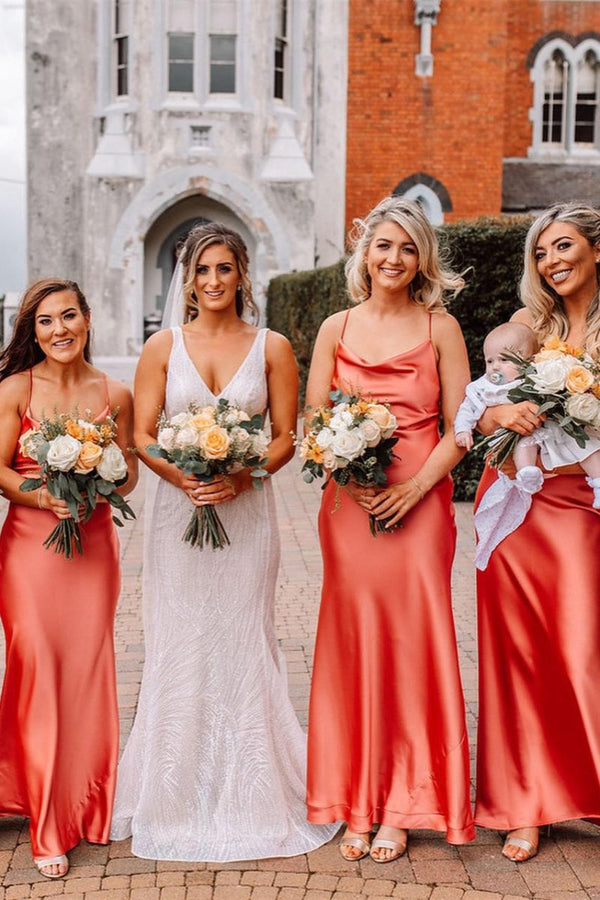 Octavian | Elegant Pink Floor Length Long Bridesmaid Dress
