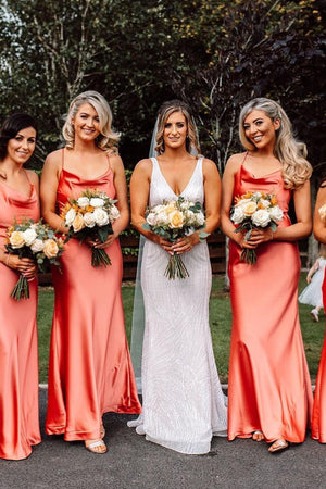 Octavian | Elegant Pink Floor Length Long Bridesmaid Dress
