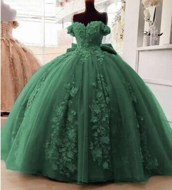 Off Shoulder 3D Floral Applique Quinceanera Dresses – Quinceanera Dresses by KissProm | Available at KissProm