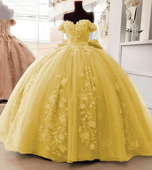 Off Shoulder 3D Floral Applique Quinceanera Dresses – Quinceanera Dresses by KissProm | Available at KissProm