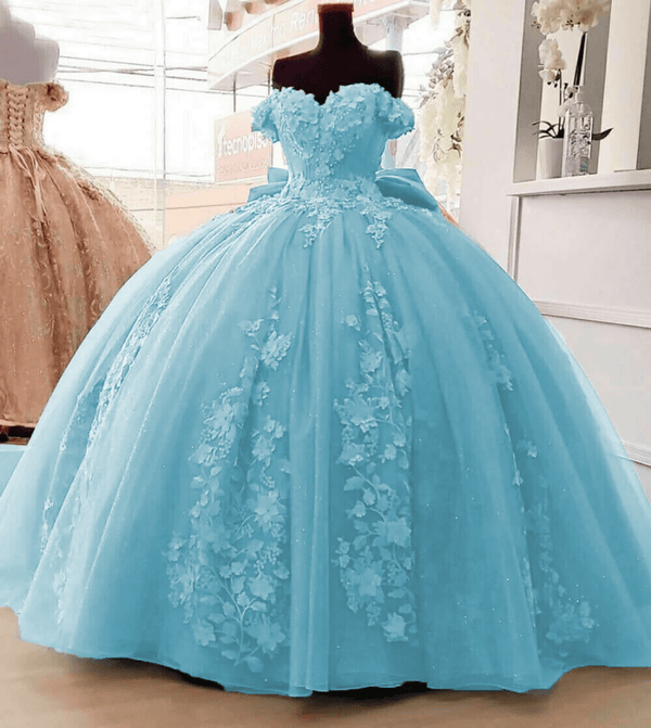 Off Shoulder 3D Floral Applique Quinceanera Dresses – Quinceanera Dresses by KissProm | Available at KissProm