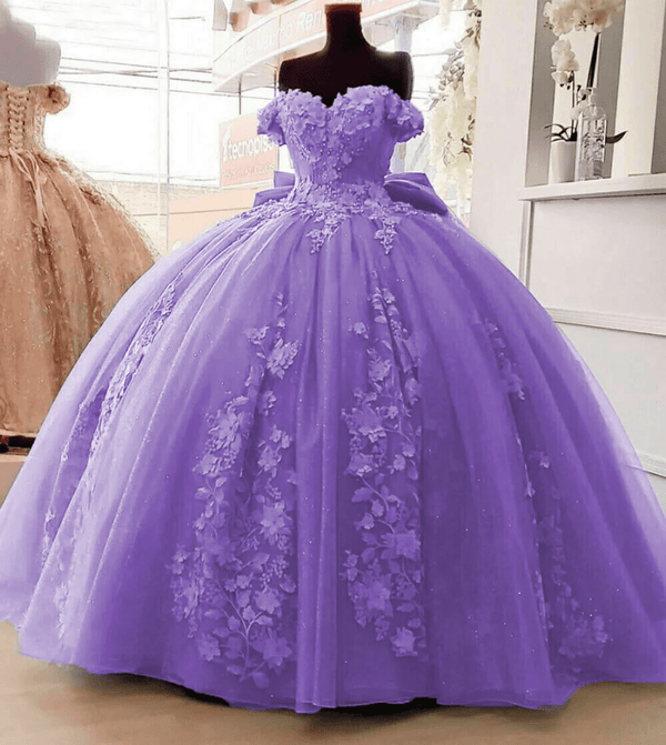 Off Shoulder 3D Floral Applique Quinceanera Dresses – Quinceanera Dresses by KissProm | Available at KissProm