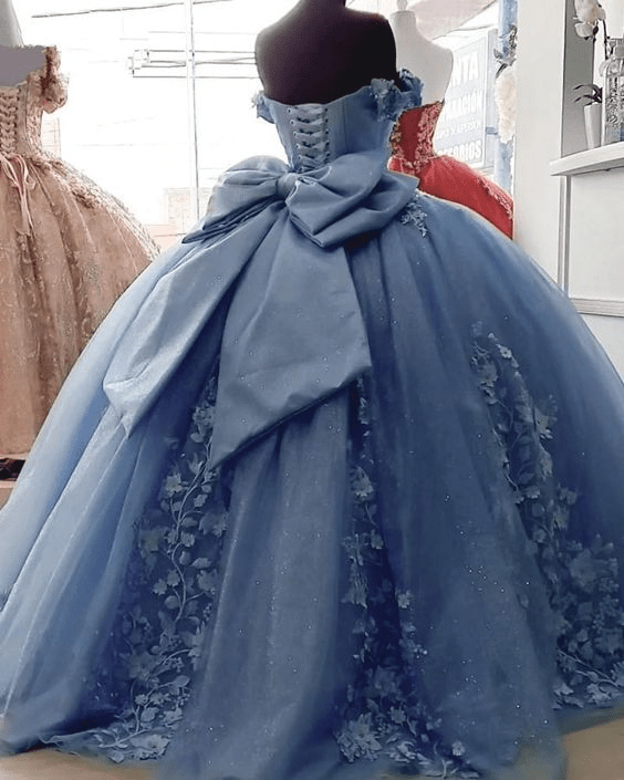 Off Shoulder 3D Floral Applique Quinceanera Dresses – Quinceanera Dresses by KissProm | Available at KissProm
