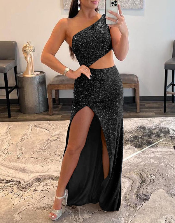 Toni | One Shoulder Royal Blue Prom Dress with Split - KissProm