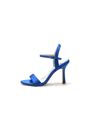 Open Toe Ankle Strap Satin Party Shoes - KissProm
