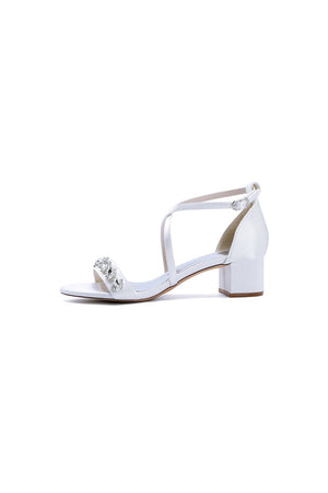 Open Toe Crystal Hollow Out Chunky Heels - KissProm
