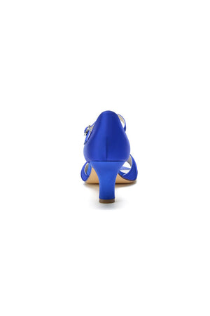 Open Toe Crystal Starp Chunky Heels - KissProm