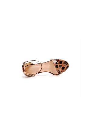 Open Toe Leopard Print Ankle Strap Stiletto High Heels - KissProm