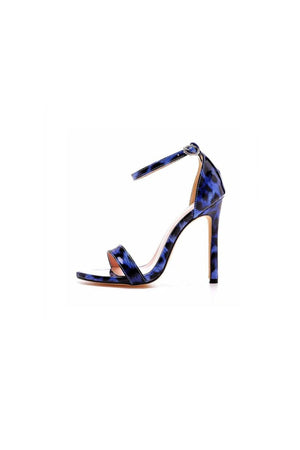 Open Toe Leopard Print Ankle Strap Stiletto High Heels - KissProm