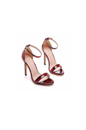 Open Toe Leopard Print Ankle Strap Stiletto High Heels - KissProm