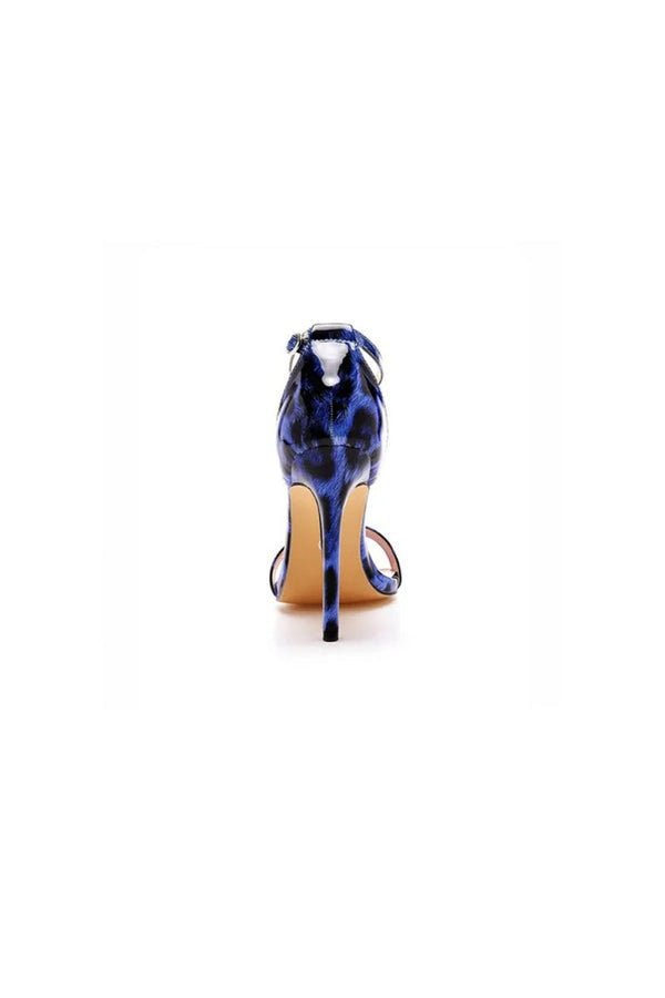Open Toe Leopard Print Ankle Strap Stiletto High Heels - KissProm