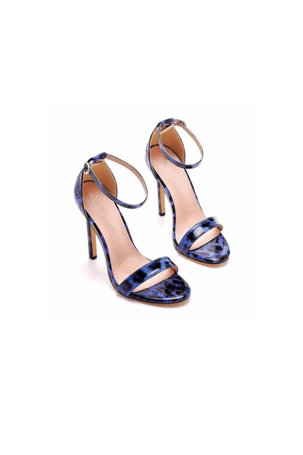 Open Toe Leopard Print Ankle Strap Stiletto High Heels - KissProm